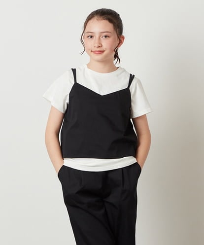 KJNGX01059 a.v.v KIDS 【ジュニア】[160]【2点セット】キャミドッキングTシャツ＆パンツセットアップ