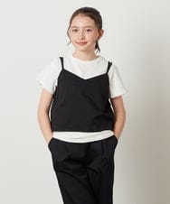 KJNGX01059 a.v.v KIDS(アー・ヴェ・ヴェ) 【ジュニア】[160]【2点セット】キャミドッキングTシャツ＆パンツセットアップ ブラック