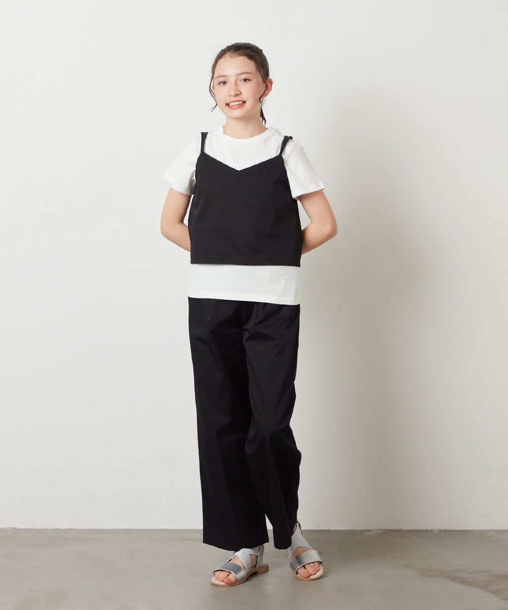KJNGX01059 a.v.v KIDS(アー・ヴェ・ヴェ) 【ジュニア】[160]【2点セット】キャミドッキングTシャツ＆パンツセットアップ ブラック
