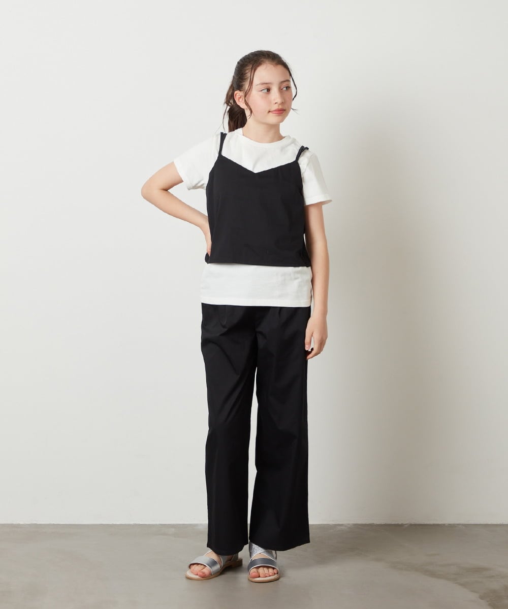 KJNGX01059 a.v.v KIDS(アー・ヴェ・ヴェ) 【ジュニア】[160]【2点セット】キャミドッキングTシャツ＆パンツセットアップ ブラック