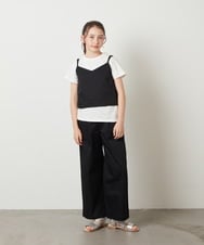 KJNGX01059 a.v.v KIDS(アー・ヴェ・ヴェ) 【ジュニア】[160]【2点セット】キャミドッキングTシャツ＆パンツセットアップ ブラック