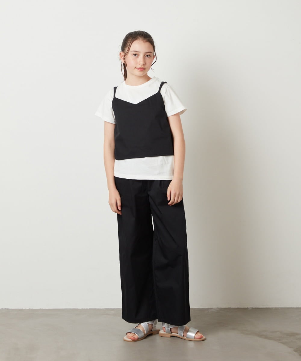 KJNGX01059 a.v.v KIDS(アー・ヴェ・ヴェ) 【ジュニア】[160]【2点セット】キャミドッキングTシャツ＆パンツセットアップ ブラック