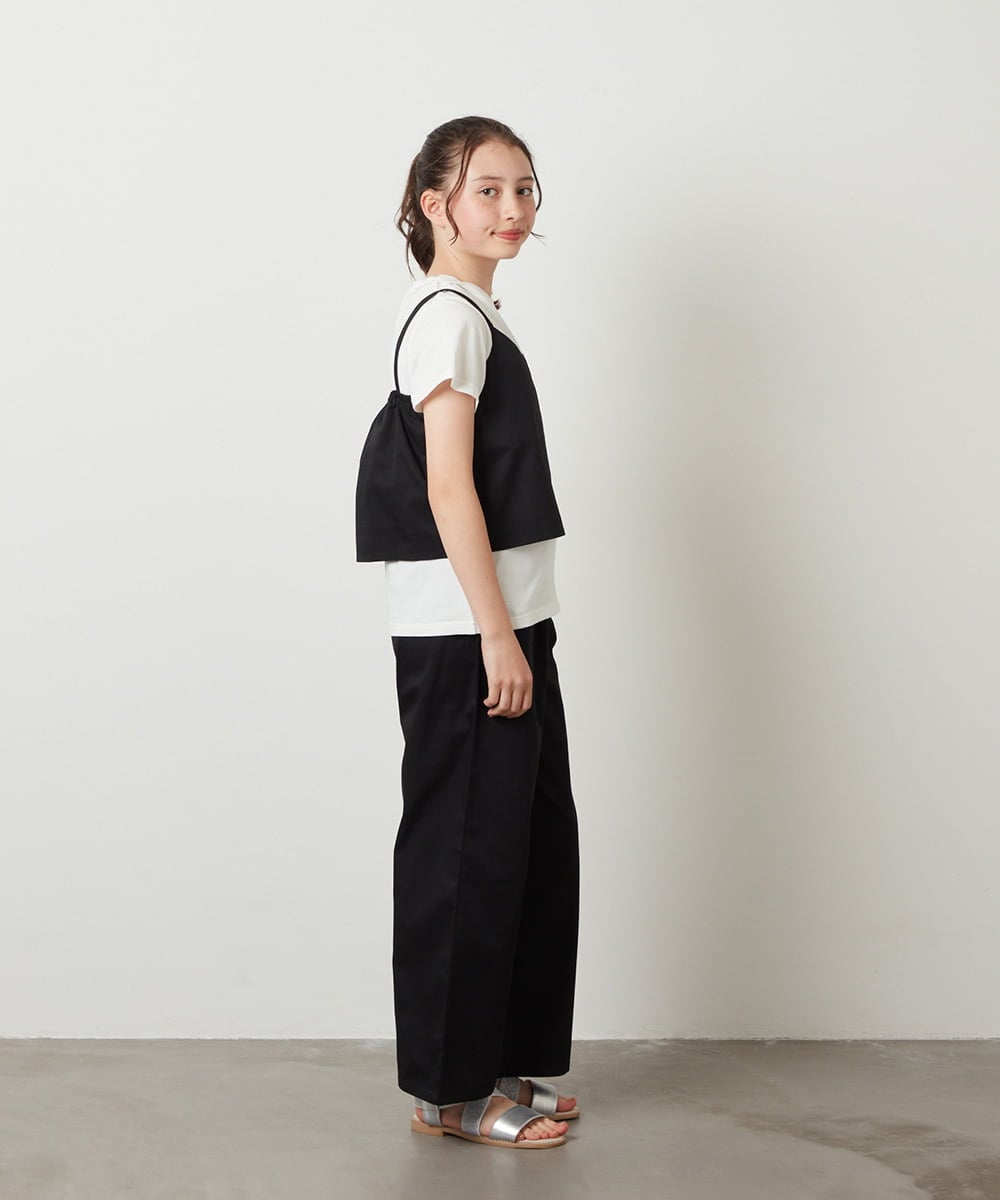 KJNGX01059 a.v.v KIDS(アー・ヴェ・ヴェ) 【ジュニア】[160]【2点セット】キャミドッキングTシャツ＆パンツセットアップ ブラック