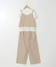 KJNGX01059 a.v.v KIDS(アー・ヴェ・ヴェ) 【ジュニア】[160]【2点セット】キャミドッキングTシャツ＆パンツセットアップ ベージュ