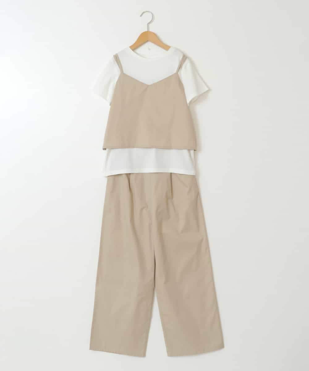 KJNGX01059 a.v.v KIDS(アー・ヴェ・ヴェ) 【ジュニア】[160]【2点セット】キャミドッキングTシャツ＆パンツセットアップ ベージュ