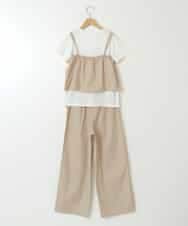 KJNGX01059 a.v.v KIDS(アー・ヴェ・ヴェ) 【ジュニア】[160]【2点セット】キャミドッキングTシャツ＆パンツセットアップ ベージュ
