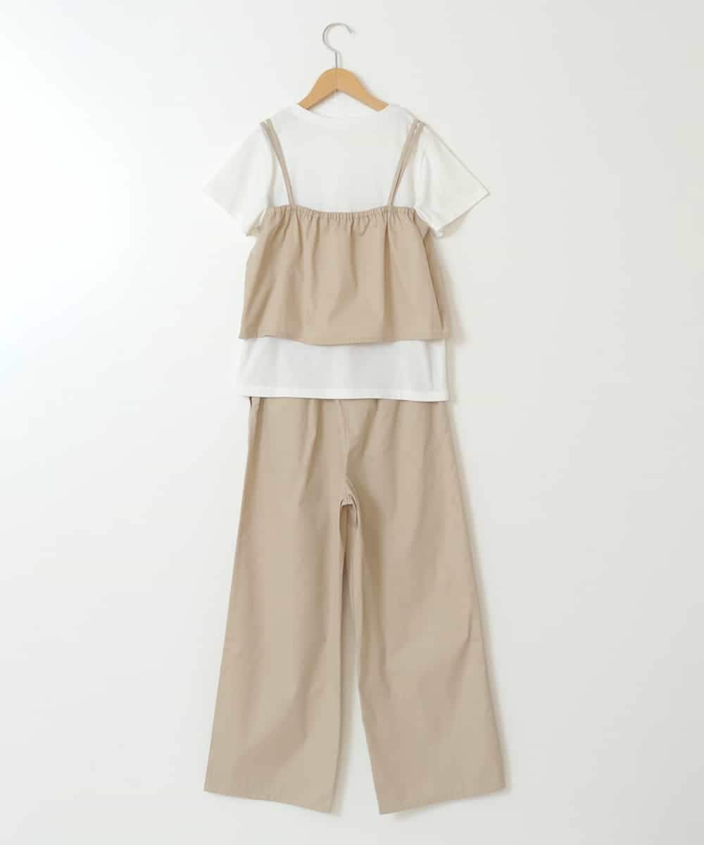 KJNGX01059 a.v.v KIDS(アー・ヴェ・ヴェ) 【ジュニア】[160]【2点セット】キャミドッキングTシャツ＆パンツセットアップ ベージュ