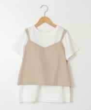 KJNGX01059 a.v.v KIDS(アー・ヴェ・ヴェ) 【ジュニア】[160]【2点セット】キャミドッキングTシャツ＆パンツセットアップ ベージュ
