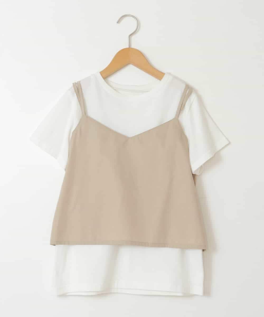 KJNGX01059 a.v.v KIDS(アー・ヴェ・ヴェ) 【ジュニア】[160]【2点セット】キャミドッキングTシャツ＆パンツセットアップ ベージュ