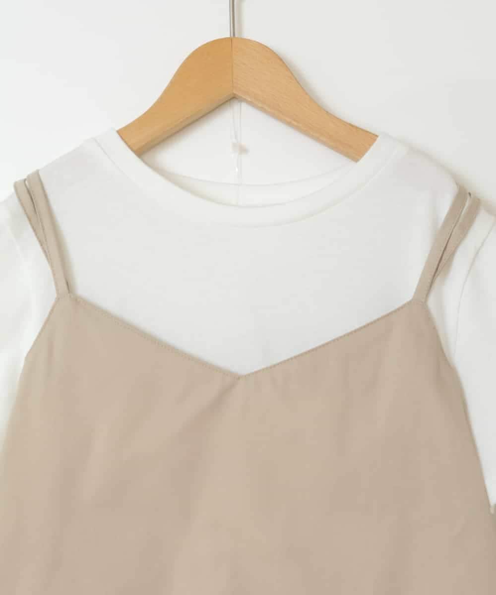 KJNGX01059 a.v.v KIDS(アー・ヴェ・ヴェ) 【ジュニア】[160]【2点セット】キャミドッキングTシャツ＆パンツセットアップ ベージュ