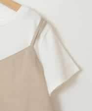 KJNGX01059 a.v.v KIDS(アー・ヴェ・ヴェ) 【ジュニア】[160]【2点セット】キャミドッキングTシャツ＆パンツセットアップ ベージュ