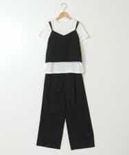 KJNGX01059 a.v.v KIDS(アー・ヴェ・ヴェ) 【ジュニア】[160]【2点セット】キャミドッキングTシャツ＆パンツセットアップ ブラック