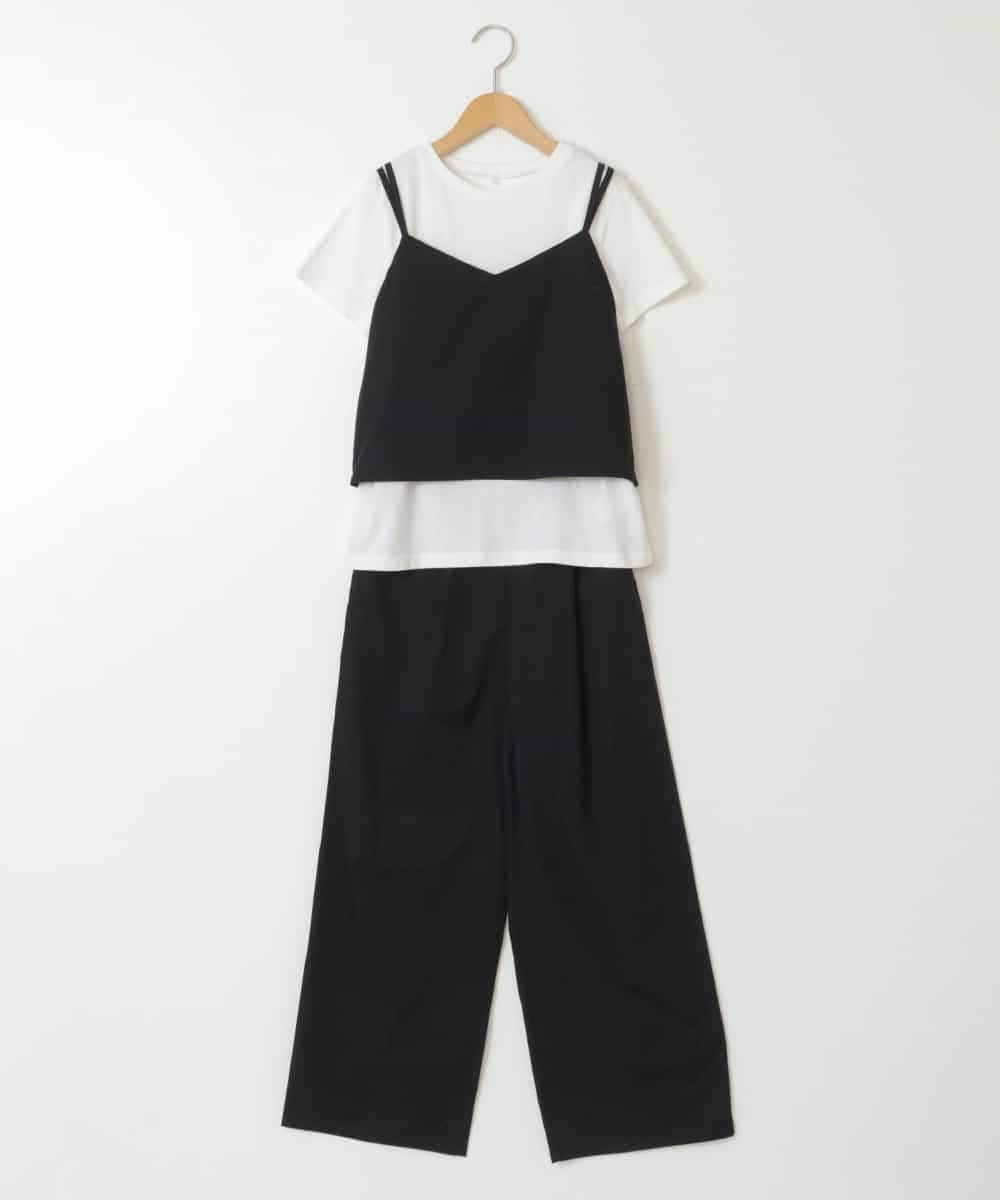KJNGX01059 a.v.v KIDS(アー・ヴェ・ヴェ) 【ジュニア】[160]【2点セット】キャミドッキングTシャツ＆パンツセットアップ ブラック