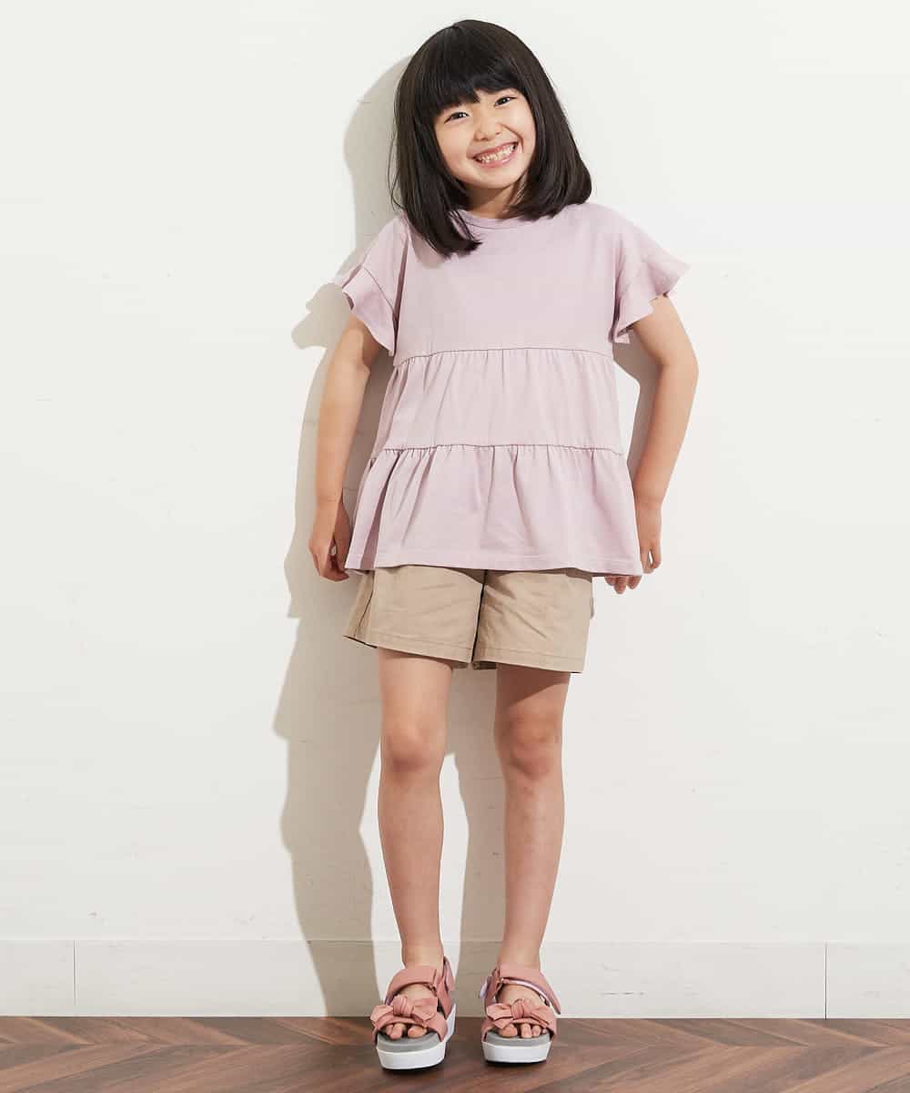 KJNHM01039 a.v.v KIDS(アー・ヴェ・ヴェ) [100-130]【2点SET】ティアードトップス ショートパンツセット ピンク