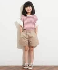 KJNHM01039 a.v.v KIDS(アー・ヴェ・ヴェ) [100-130]【2点SET】ティアードトップス ショートパンツセット ピンク