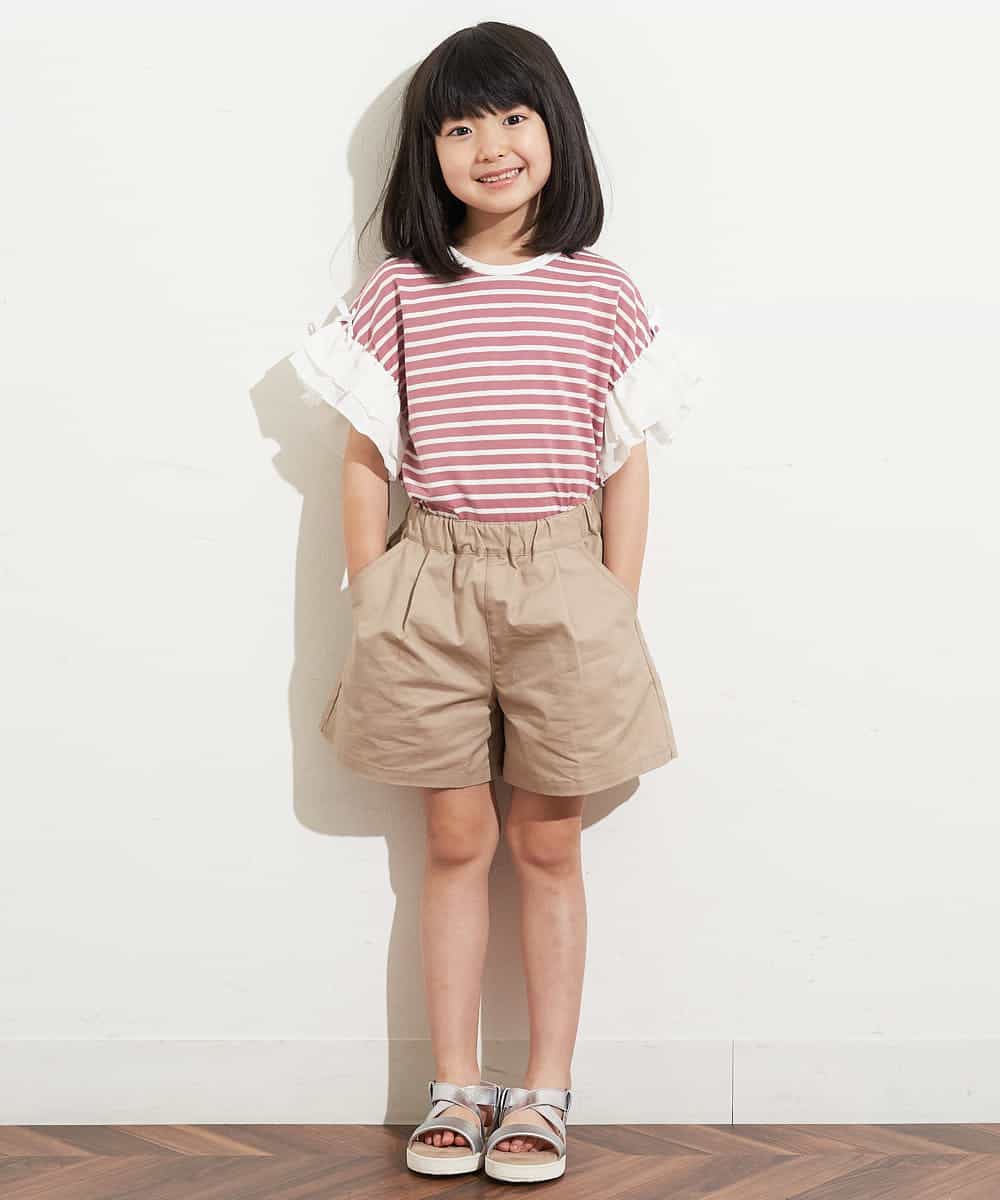 KJNHM01039 a.v.v KIDS(アー・ヴェ・ヴェ) [100-130]【2点SET】ティアードトップス ショートパンツセット ピンク