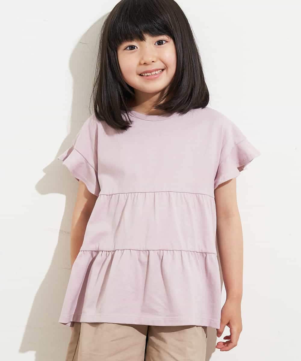 KJNHM01039 a.v.v KIDS(アー・ヴェ・ヴェ) [100-130]【2点SET】ティアードトップス ショートパンツセット ピンク