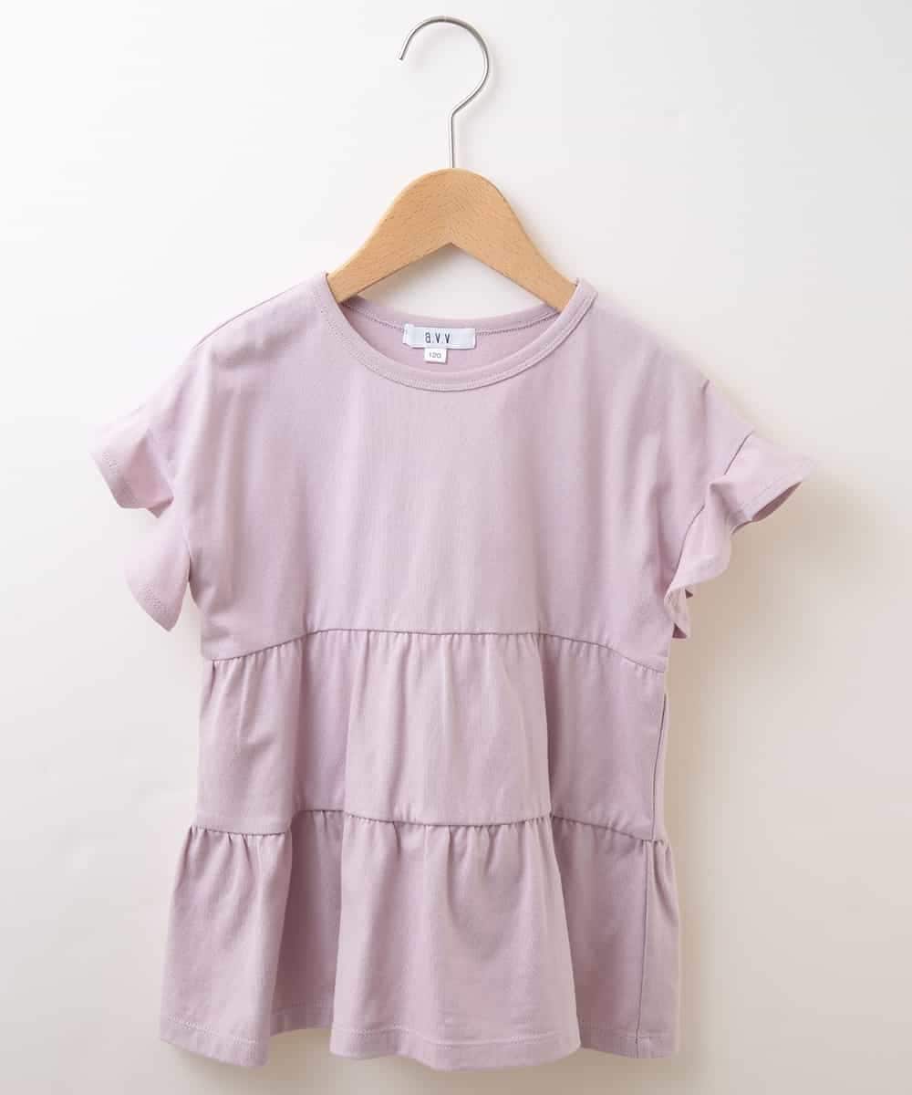 KJNHM01039 a.v.v KIDS(アー・ヴェ・ヴェ) [100-130]【2点SET】ティアードトップス ショートパンツセット ピンク