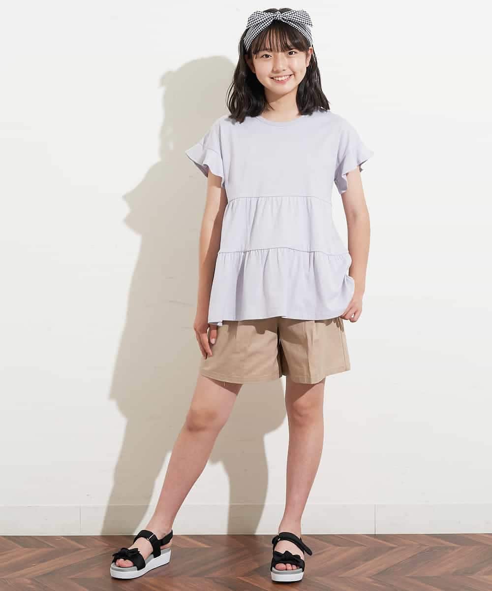 KJNHN01044 a.v.v KIDS(アー・ヴェ・ヴェ) [140-150]【2点SET】ティアードトップス ショートパンツセット ピンク