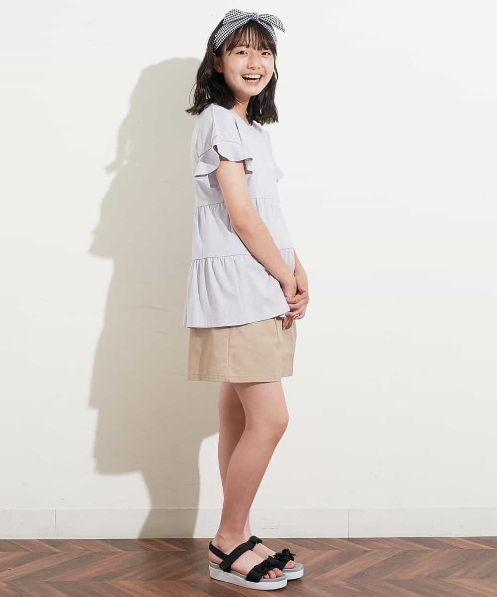 KJNHN01044 a.v.v KIDS(アー・ヴェ・ヴェ) [140-150]【2点SET】ティアードトップス ショートパンツセット ピンク
