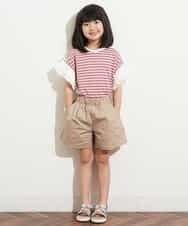KJNHN01044 a.v.v KIDS(アー・ヴェ・ヴェ) [140-150]【2点SET】ティアードトップス ショートパンツセット ピンク