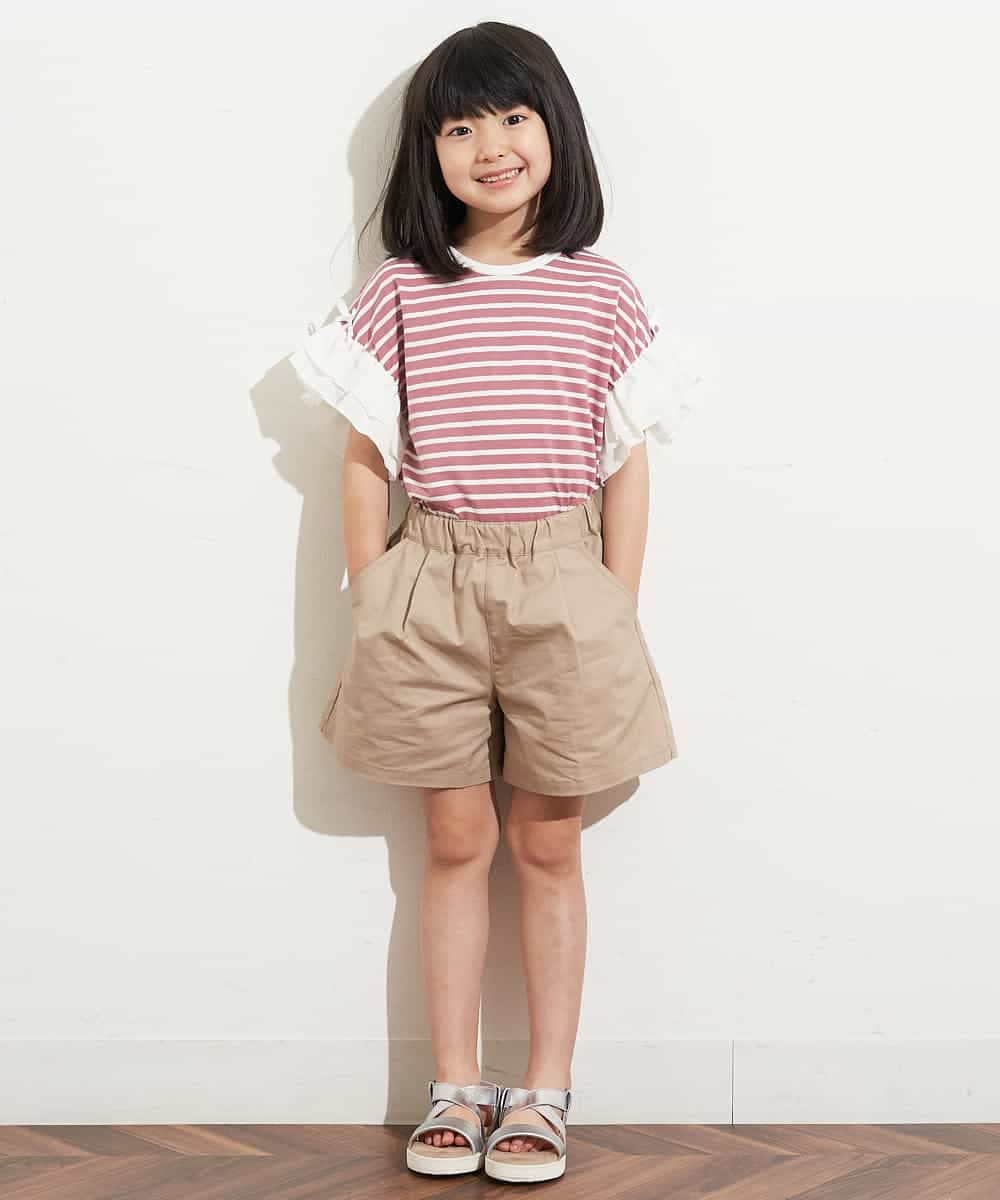 KJNHN01044 a.v.v KIDS(アー・ヴェ・ヴェ) [140-150]【2点SET】ティアードトップス ショートパンツセット ピンク