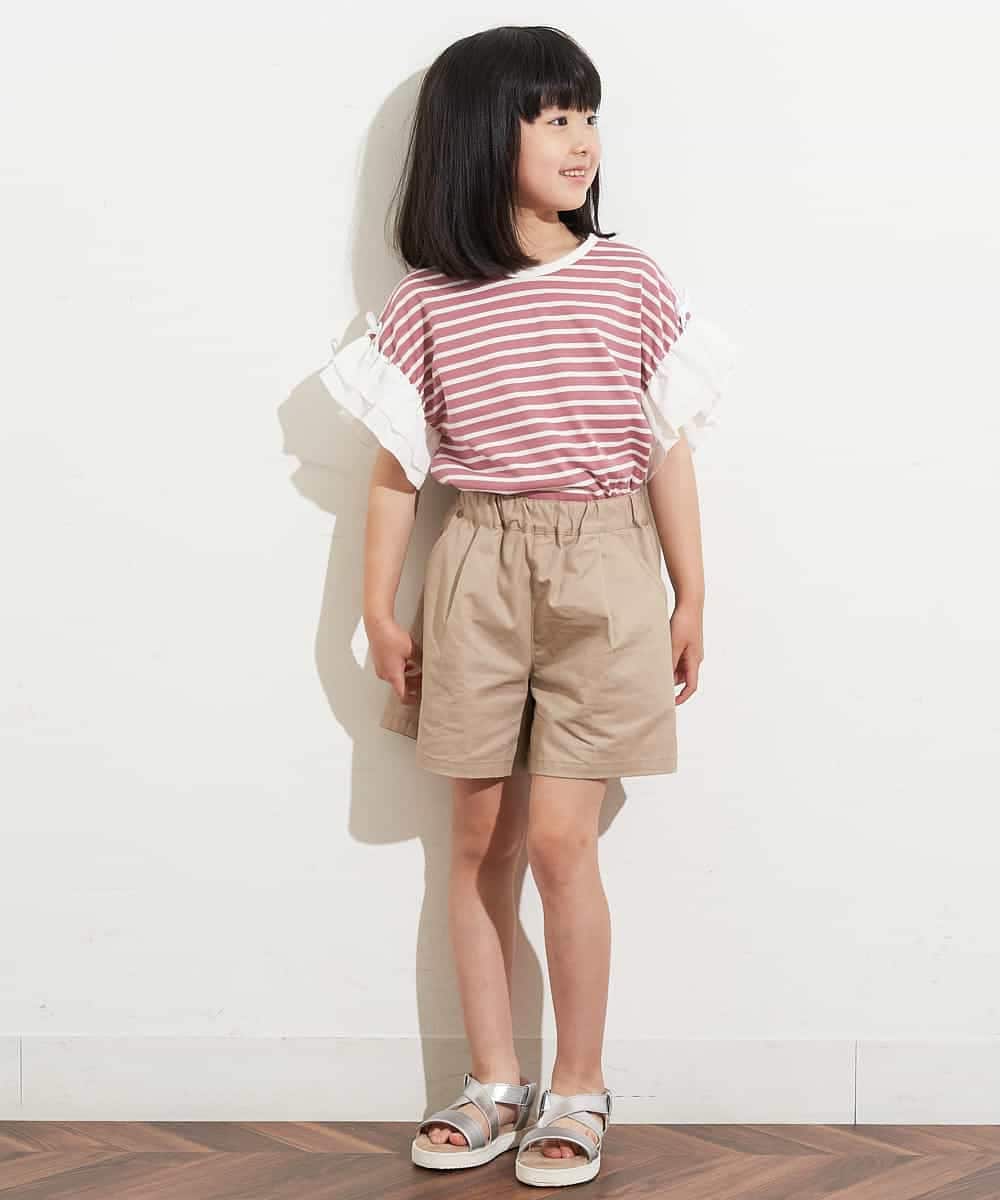 KJNHN01044 a.v.v KIDS(アー・ヴェ・ヴェ) [140-150]【2点SET】ティアードトップス ショートパンツセット ピンク