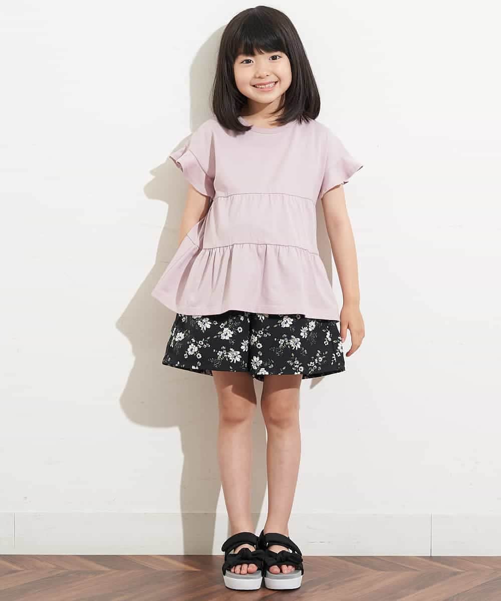 KJNHN01044 a.v.v KIDS(アー・ヴェ・ヴェ) [140-150]【2点SET】ティアードトップス ショートパンツセット ピンク
