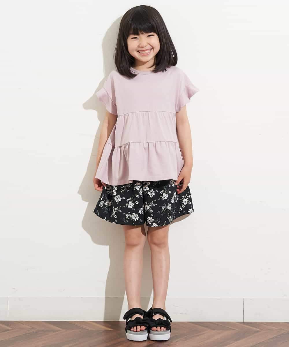 KJNHN01044 a.v.v KIDS(アー・ヴェ・ヴェ) [140-150]【2点SET】ティアードトップス ショートパンツセット ピンク