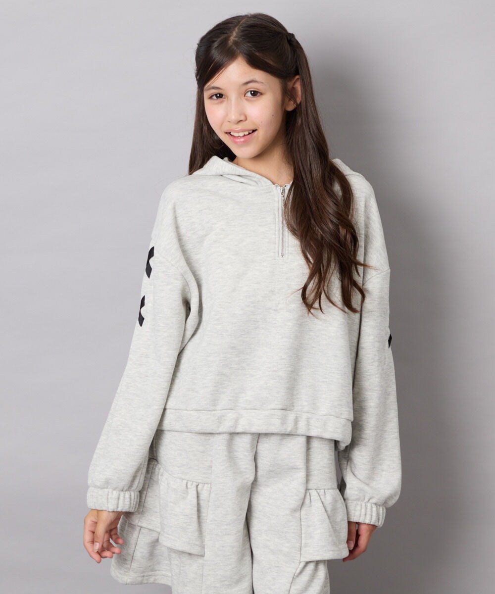 KJNJD02079 a.v.v KIDS(アー・ヴェ・ヴェ) [130-160]【セットアップ】ミニ裏毛セットアップ ライトグレー