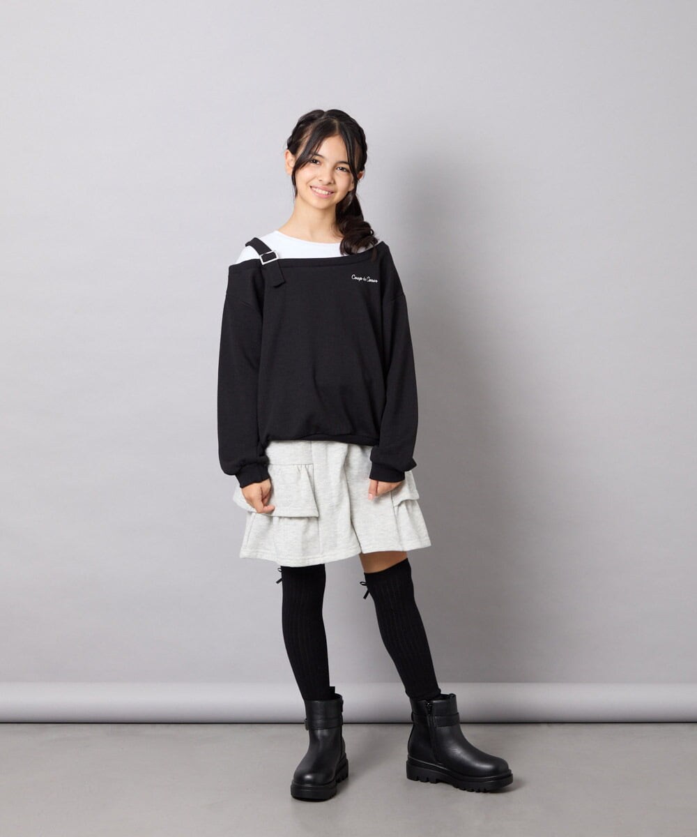 KJNJD02079 a.v.v KIDS(アー・ヴェ・ヴェ) [130-160]【セットアップ】ミニ裏毛セットアップ ライトグレー