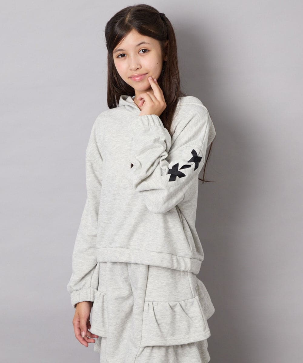 KJNJD02079 a.v.v KIDS(アー・ヴェ・ヴェ) [130-160]【セットアップ】ミニ裏毛セットアップ ライトグレー