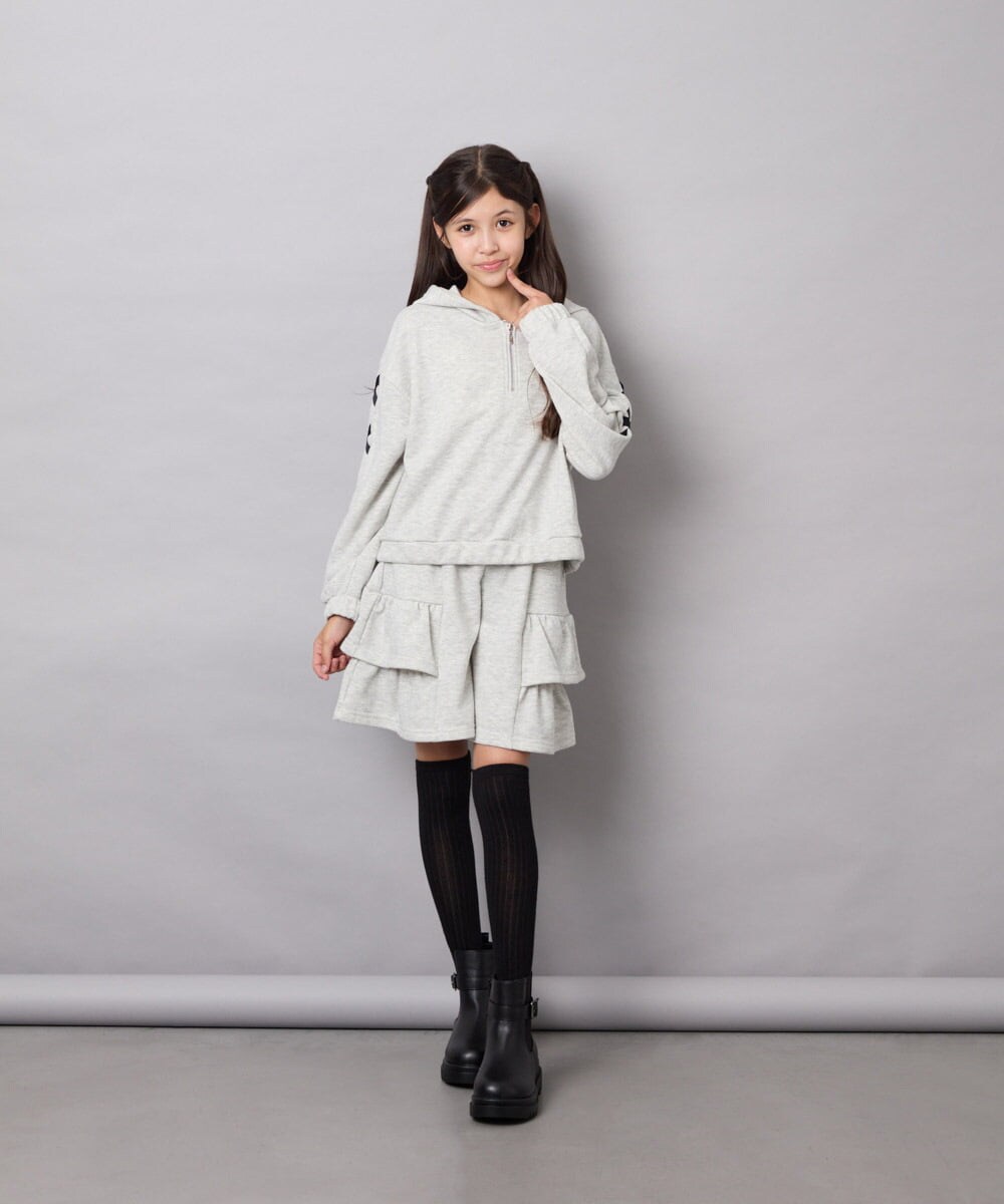 KJNJD02079 a.v.v KIDS(アー・ヴェ・ヴェ) [130-160]【セットアップ】ミニ裏毛セットアップ ライトグレー