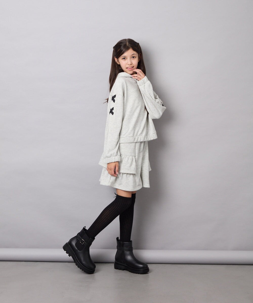 KJNJD02079 a.v.v KIDS(アー・ヴェ・ヴェ) [130-160]【セットアップ】ミニ裏毛セットアップ ライトグレー