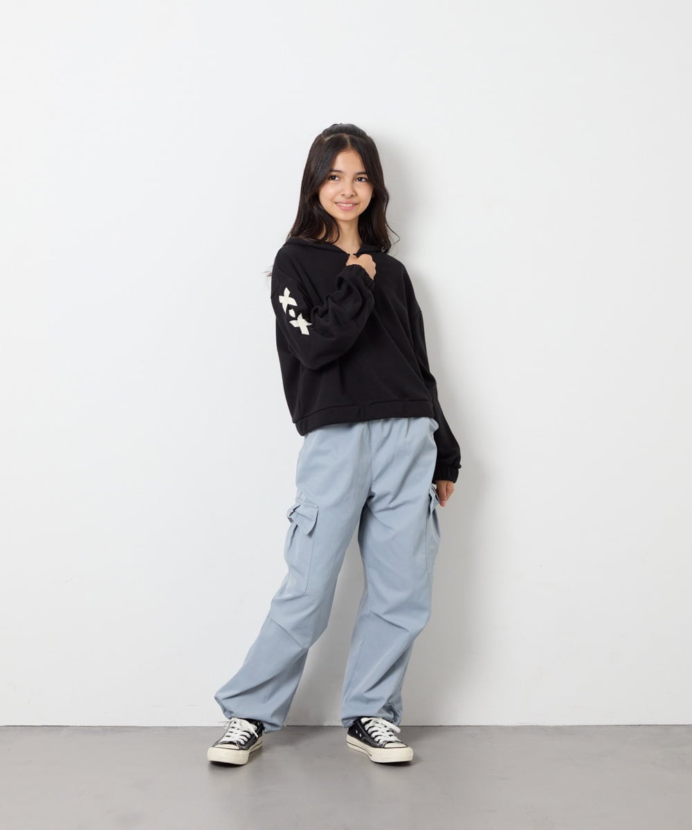 KJNJD02079 a.v.v KIDS(アー・ヴェ・ヴェ) [130-160]【セットアップ】ミニ裏毛セットアップ ブラック