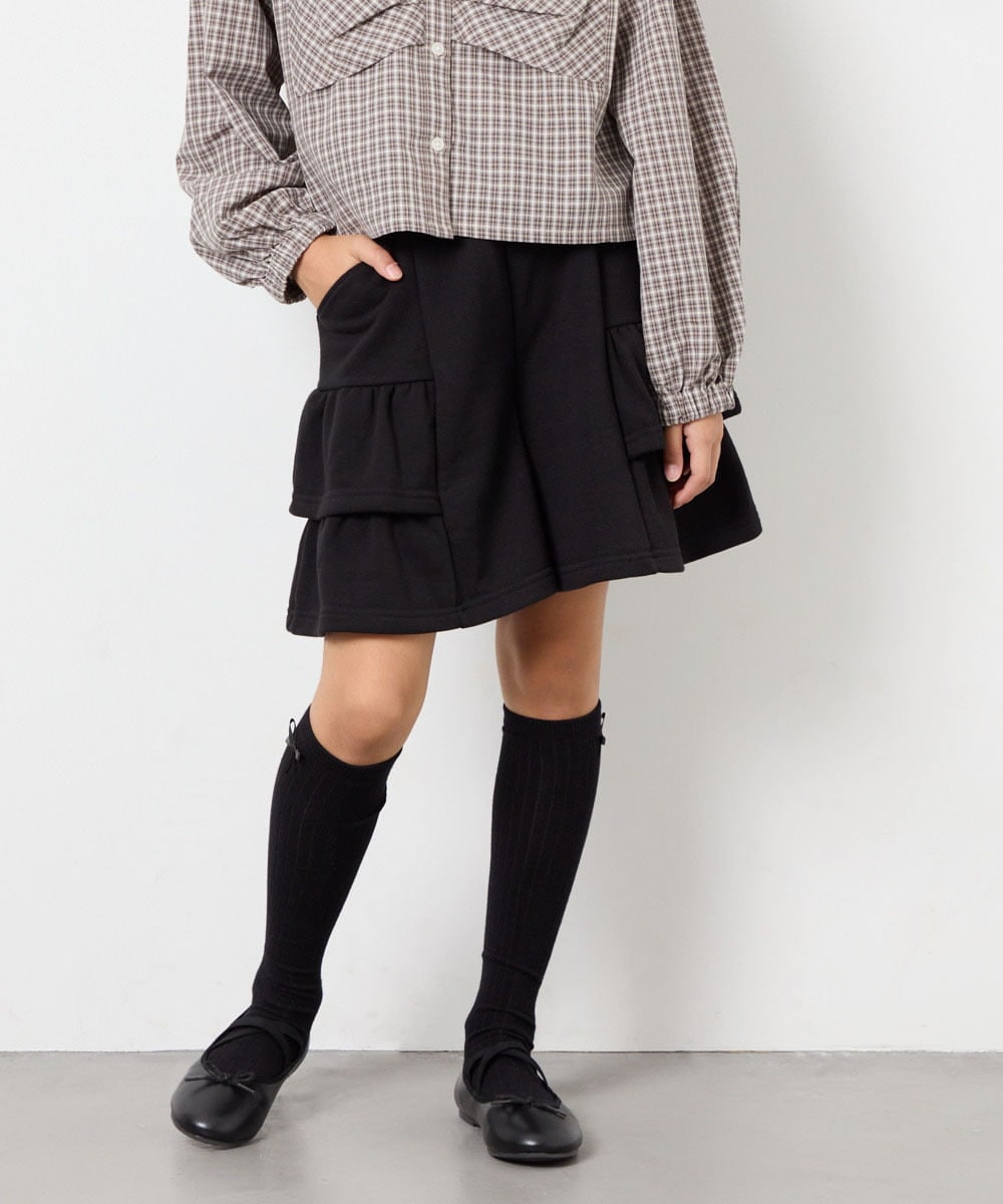 KJNJD02079 a.v.v KIDS(アー・ヴェ・ヴェ) [130-160]【セットアップ】ミニ裏毛セットアップ ブラック