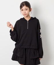 KJNJD02079 a.v.v KIDS(アー・ヴェ・ヴェ) [130-160]【セットアップ】ミニ裏毛セットアップ ブラック