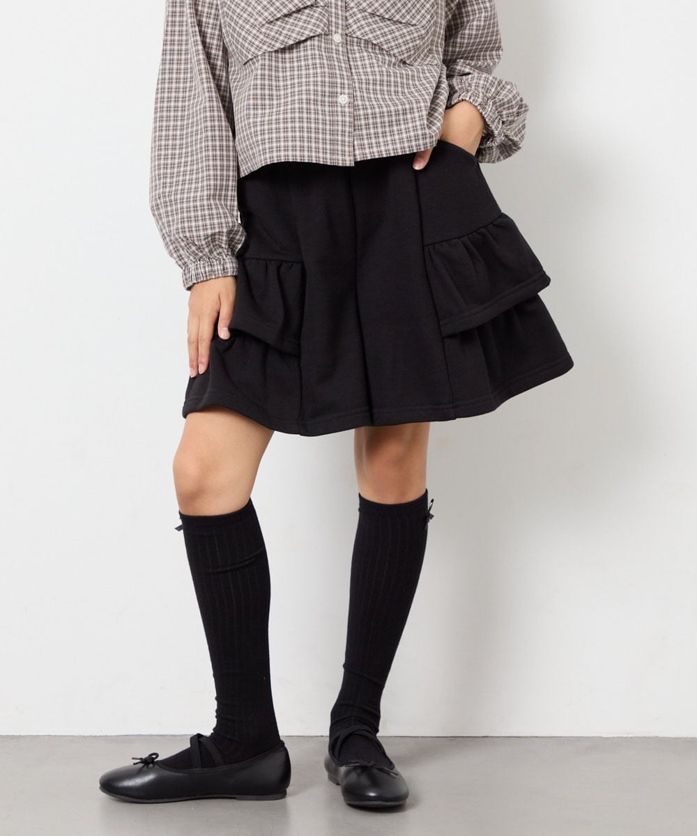 KJNJD02079 a.v.v KIDS(アー・ヴェ・ヴェ) [130-160]【セットアップ】ミニ裏毛セットアップ ブラック