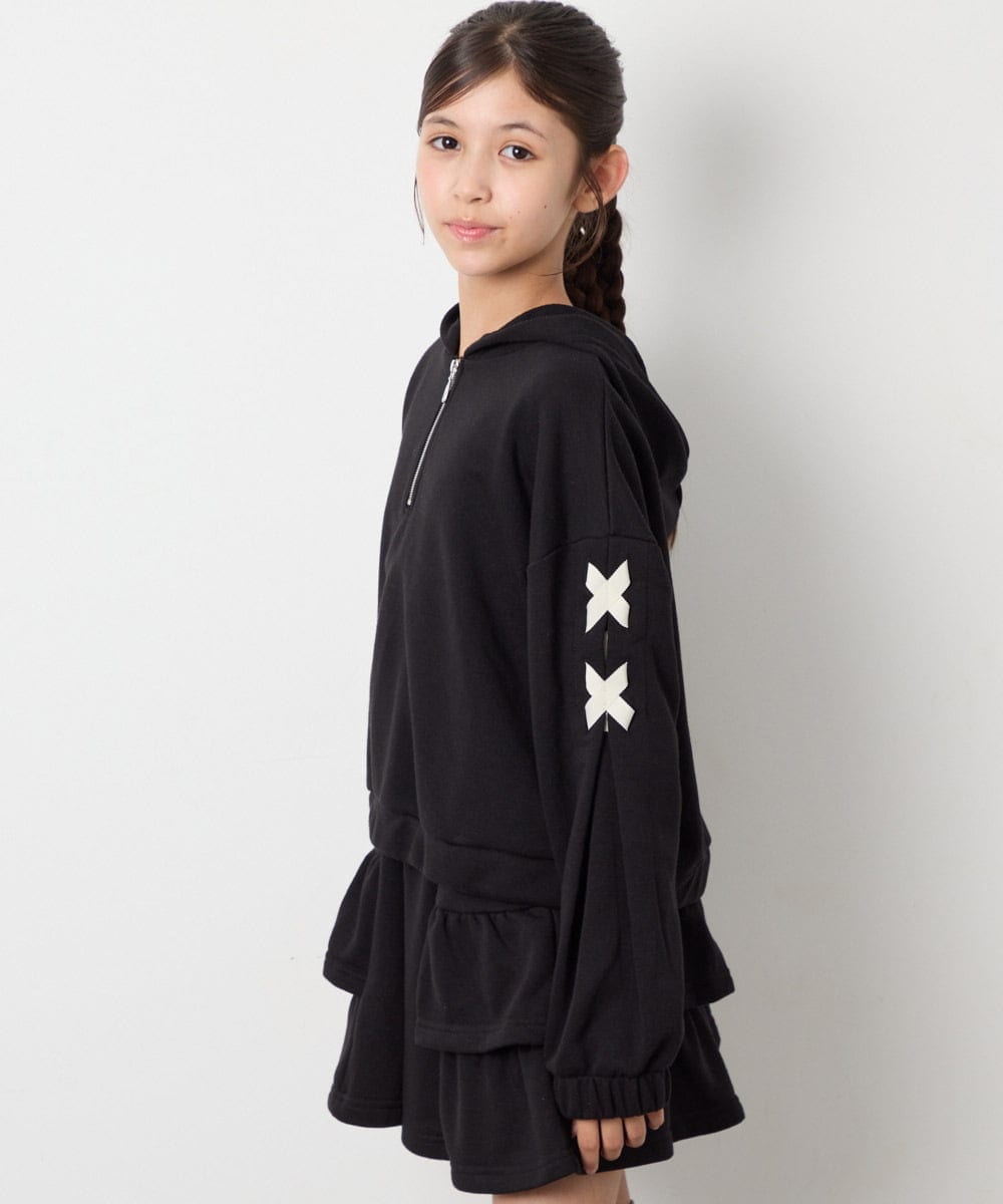 KJNJD02079 a.v.v KIDS(アー・ヴェ・ヴェ) [130-160]【セットアップ】ミニ裏毛セットアップ ブラック
