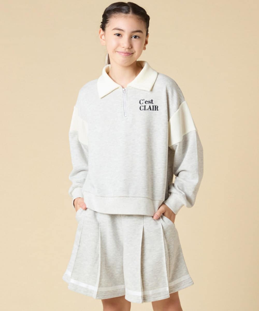 KJNLA40069 a.v.v KIDS(アー・ヴェ・ヴェ) [130-160]切り替えトレーナーセットアップ グレー