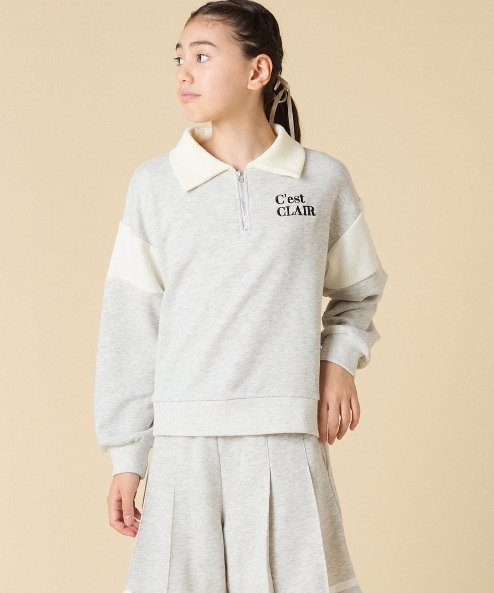 KJNLA40069 a.v.v KIDS(アー・ヴェ・ヴェ) [130-160]切り替えトレーナーセットアップ グレー