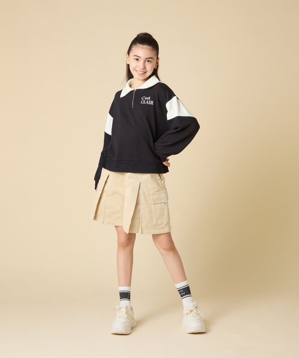 KJNLA40069 a.v.v KIDS(アー・ヴェ・ヴェ) [130-160]切り替えトレーナーセットアップ グレー