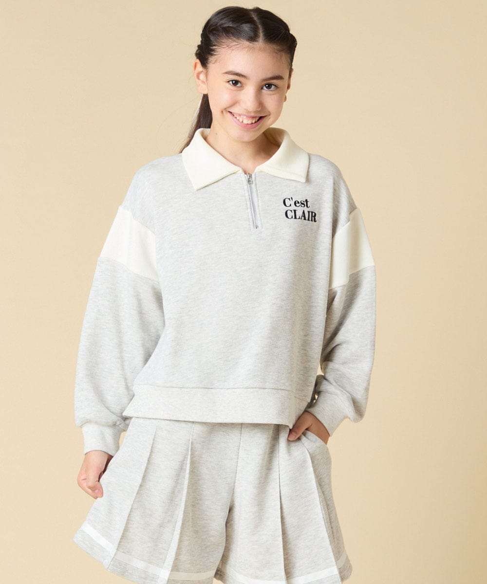 KJNLA40069 a.v.v KIDS(アー・ヴェ・ヴェ) [130-160]切り替えトレーナーセットアップ グレー