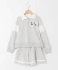 KJNLA40069 a.v.v KIDS(アー・ヴェ・ヴェ) [130-160]【大人気！/ハーフジップトップス/プリーツキュロット】切り替えトレーナーセットアップ グレー