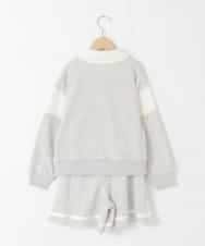 KJNLA40069 a.v.v KIDS(アー・ヴェ・ヴェ) [130-160]【大人気！/ハーフジップトップス/プリーツキュロット】切り替えトレーナーセットアップ グレー