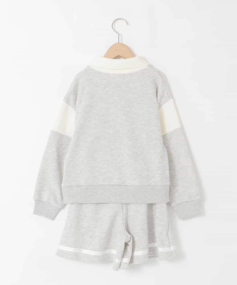 KJNLA40069 a.v.v KIDS(アー・ヴェ・ヴェ) [130-160]【大人気！/ハーフジップトップス/プリーツキュロット】切り替えトレーナーセットアップ グレー