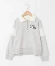 KJNLA40069 a.v.v KIDS(アー・ヴェ・ヴェ) [130-160]【大人気！/ハーフジップトップス/プリーツキュロット】切り替えトレーナーセットアップ グレー