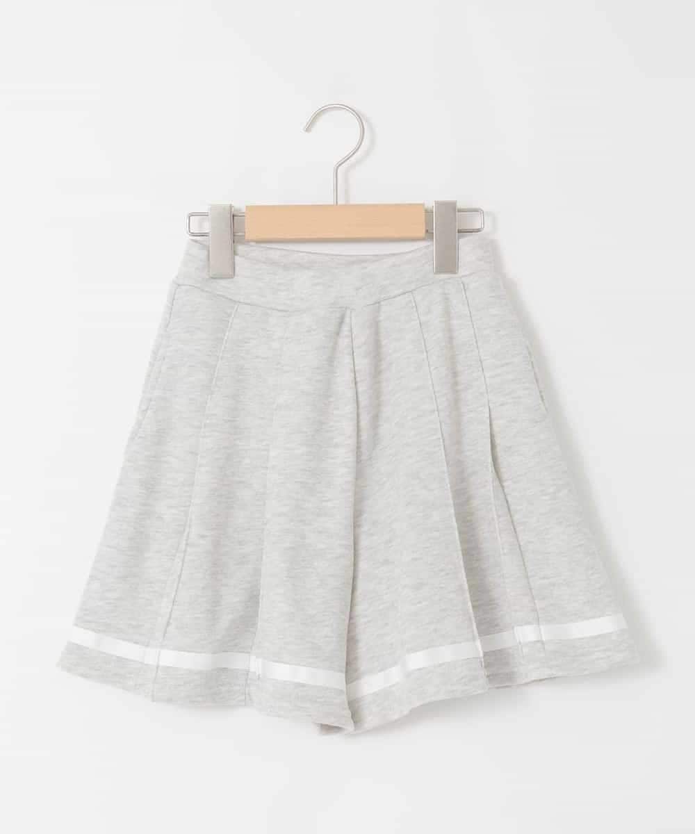 KJNLA40069 a.v.v KIDS(アー・ヴェ・ヴェ) [130-160]【大人気！/ハーフジップトップス/プリーツキュロット】切り替えトレーナーセットアップ グレー