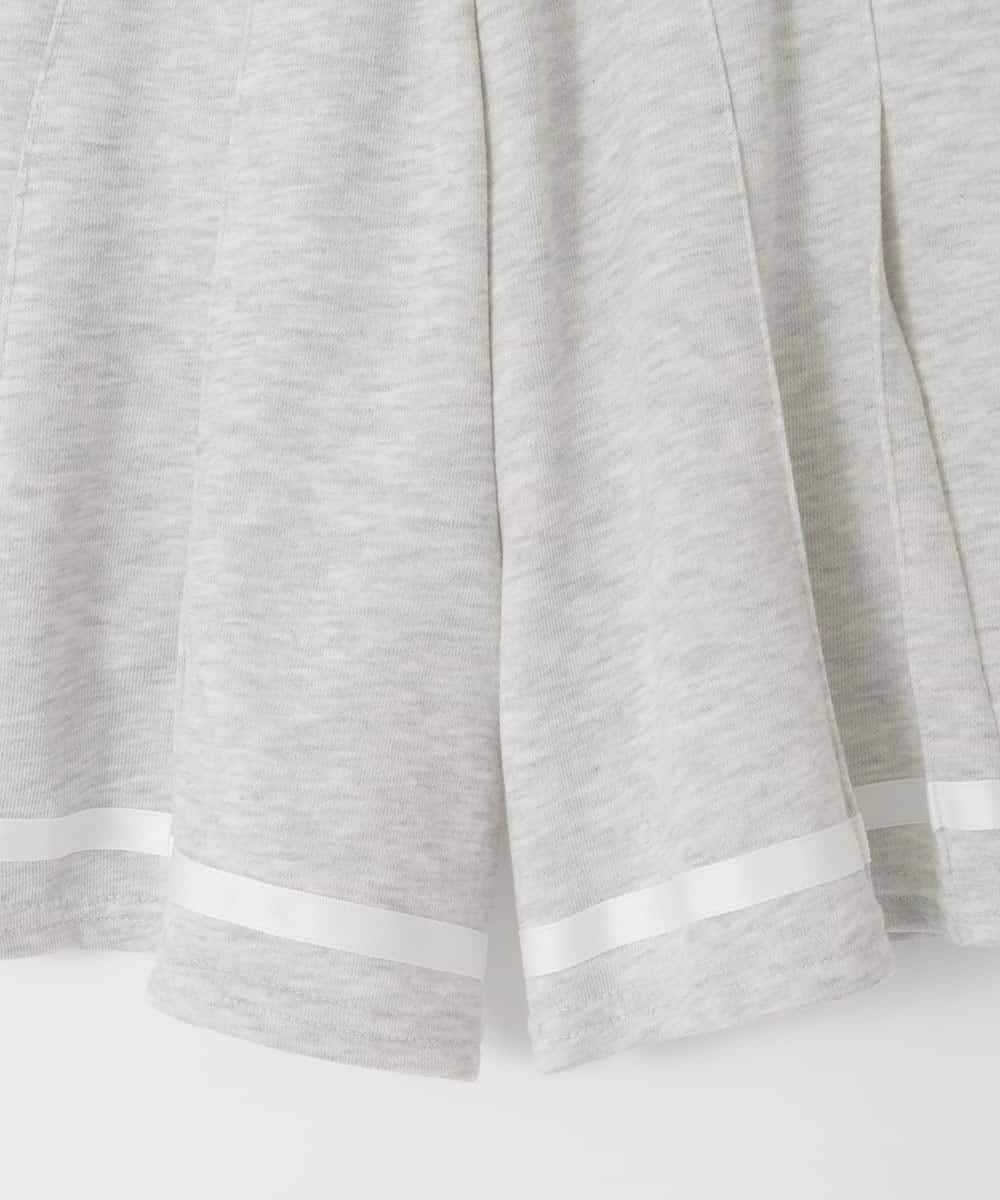 KJNLA40069 a.v.v KIDS(アー・ヴェ・ヴェ) [130-160]【大人気！/ハーフジップトップス/プリーツキュロット】切り替えトレーナーセットアップ グレー