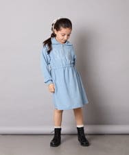 KJPAD01054 a.v.v KIDS(アー・ヴェ・ヴェ) [100-160]ハーフジップロゴトレーナーワンピース ライトブルー